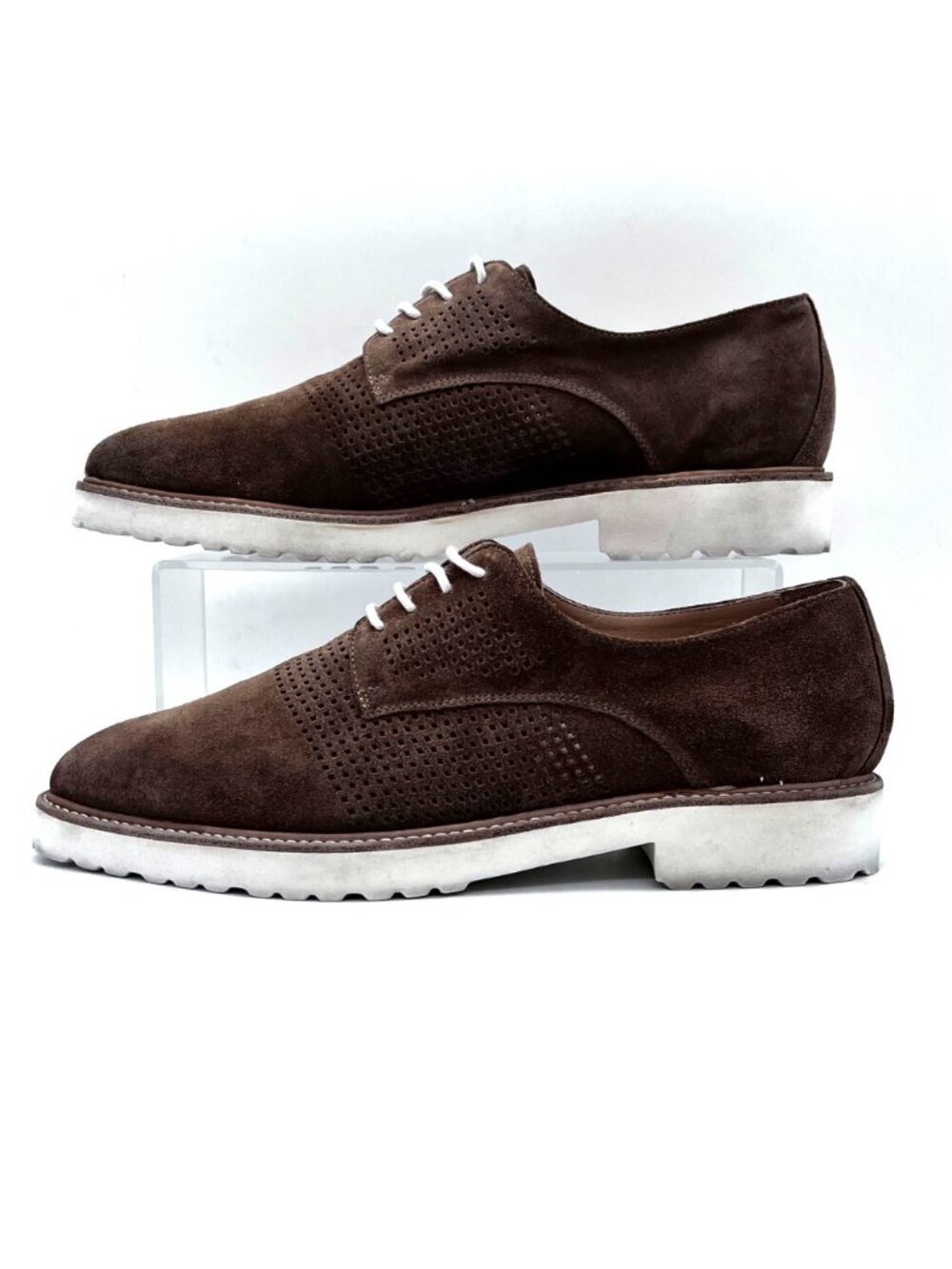 Ron White Mens Brown Suede Leather Derby Shoes Size 8 Made In Italy Extralight - Picture 7 of 12